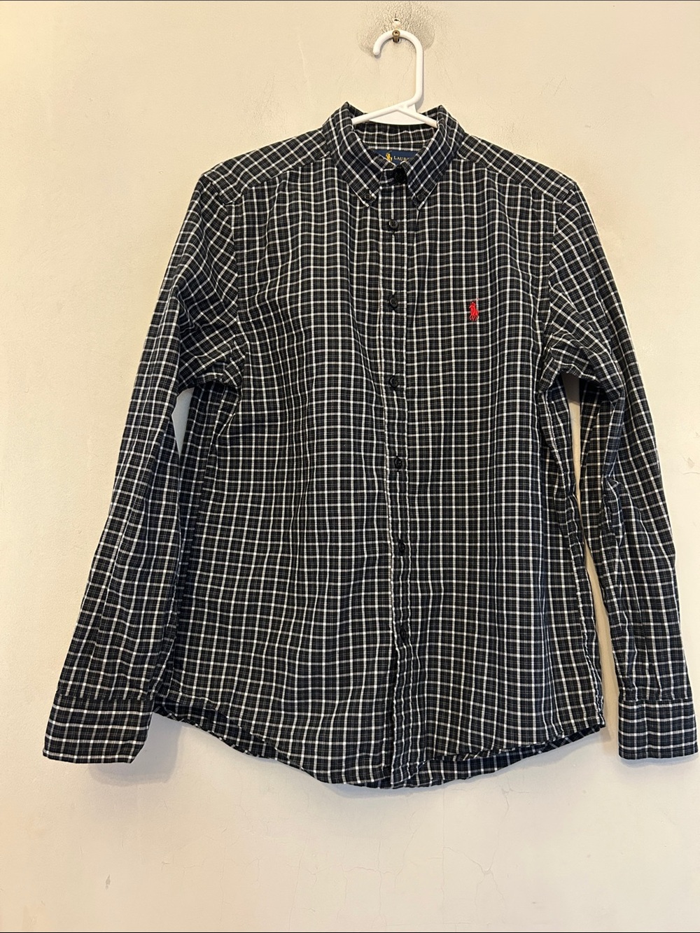 Ralph Lauren Green Plaid long sleeve Button-Down Shirt Size- Boys XL 18-20 EUC